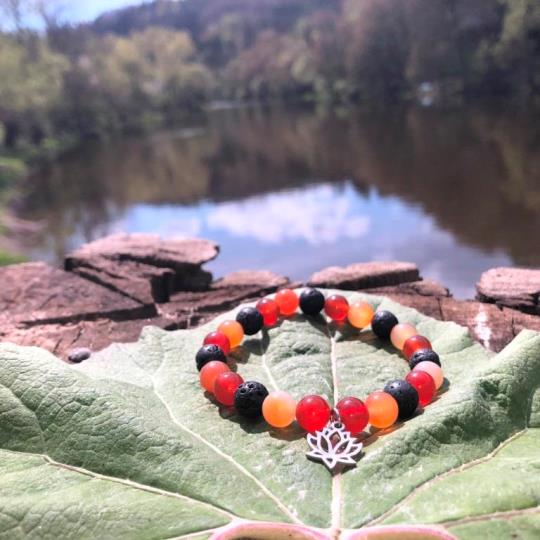 Minerální náramek karneol, lávový kámen - MAGMA